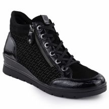 Rieker Remonte R0773-05 Schwarze Leder-Keilstiefeletten