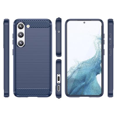 4. Carbon Case für Samsung Galaxy S23+ flexible Silikon-Carbon-Hülle blau