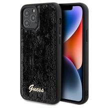 Guess Pailletten Script Metallhülle für iPhone 12/12 Pro – Schwarz