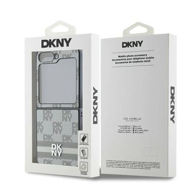8. DKNY Checkered Pattern Printed Stripes Hülle für Samsung Galxy Z Flip 6 – Beige