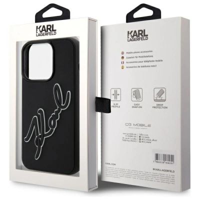 8. Karl Lagerfeld 3D Rubber Signature Case für iPhone 15 Pro - Schwarz