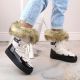 8. Plateau-Schneestiefel mit Schnürung und Fell Vinceza W JAN262 beige