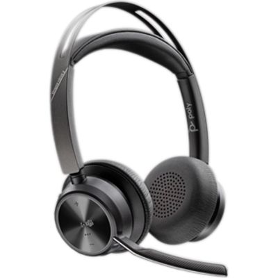 19. Poly Voyager Focus 2-M USB-CC Headset, USB-C/A-Adapter, Ladestation, keine lokalisierte Einzelhandelsverpackung
