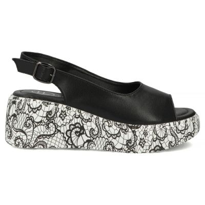 2. Schwarze Keilsandalen aus Leder für Damen, Filippo DS7580