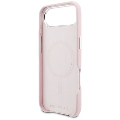7. Karl Lagerfeld Karl & Choupette Head Pins Saffiano MagSafe iPhone Air Hülle - Pink