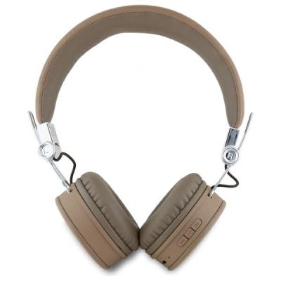 3. Guess Bluetooth-On-Ear-Kopfhörer ENC GUBH70PGTSPSW braun/braun, genarbte klassische runde Form