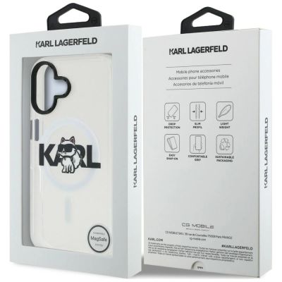 8. Karl Lagerfeld IML Choupette Sketch Logo MagSafe iPhone 17 Hülle – Transparent