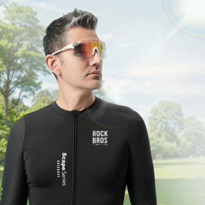 6. Rockbros SP338 ROAD TO SKY Radbrille mit Wechselgläsern – Creme