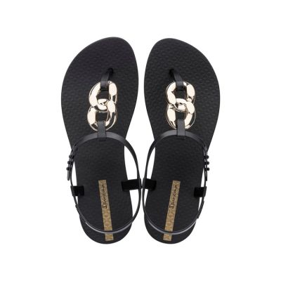 Ipanema Sandal Class modische schwarz-goldene Flip-Flops für Damen