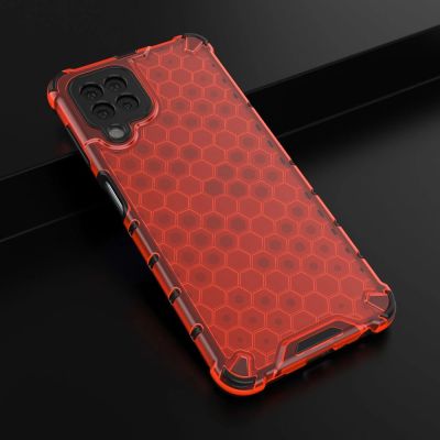 14. Honeycomb Handyhülle Schutzhülle mit TPU Rahmen für Samsung Galaxy A22 4G rot