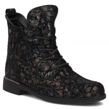 Schwarze Damen-Ankle-Boots aus Leder mit Blumenmuster, Filippo DBT8283