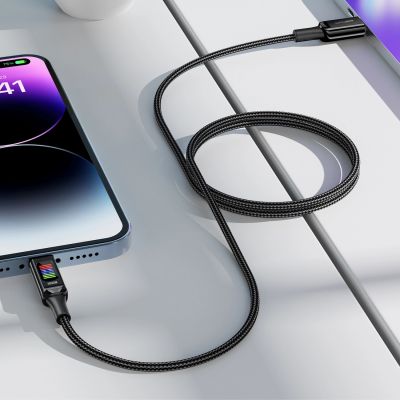 6. Acefast C7-03 USB-C USB-C 100 W 1,2 m Kabel mit Display – Schwarz