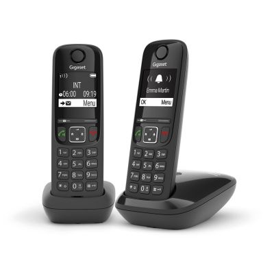 7. Gigaset AS690 Duo Analog/DECT-Telefon mit Anrufernamen- und ID-Anzeige, Schwarz