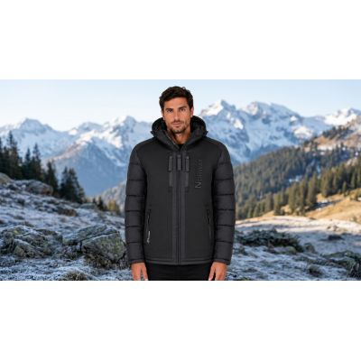 8. Herrenjacke Geographical Norway BEACHWOOD NO CONSTRAST BLACK-BLACK DB MEN 068 (WZ7433H/GN-BLACK / BLACK)