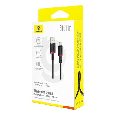 6. Baseus Dura USB-Typ-C-Kabel 60W 1m (Rot-Schwarz)