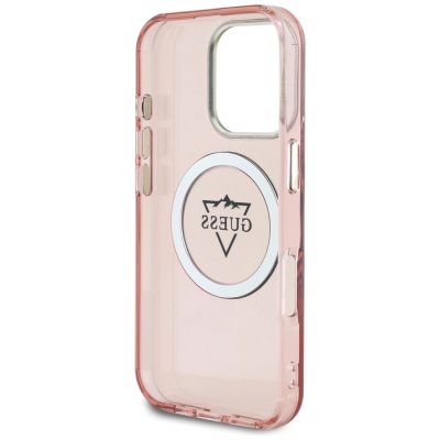 7. Guess IML Metal Mountain Logo MagSafe iPhone 16 Pro Max Hülle - Rosa