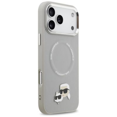 4. Karl Lagerfeld Karl & Choupette Pins MagSafe Case für iPhone 17 Pro - Grau