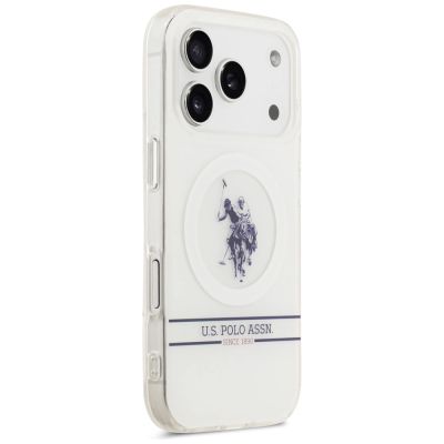 4. US Polo DH und Bottom Stripe Logo MagSafe Hülle für iPhone 17 Pro - Weiß