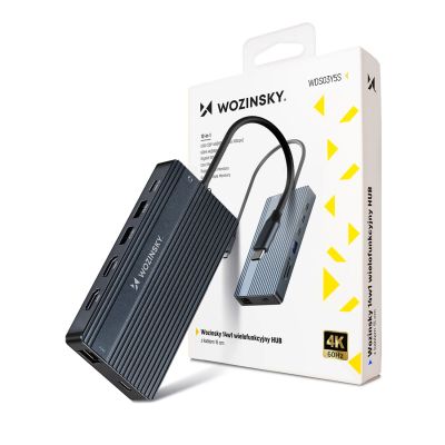 USB-C Hub 14 in 1 Wozinsky WDS03Y5S Multifunktional, Aluminium, für 3 Monitore, mit 15 cm Kabel - Grau