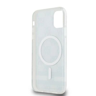 4. DKNY IML Checkered Mono Pattern & Printed Stripes MagSafe Hülle für iPhone 11 / Xr – Schwarz