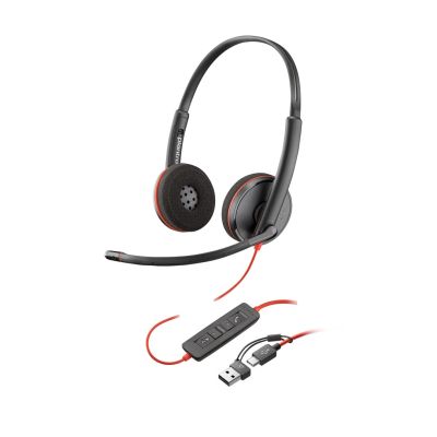 110. POLY Blackwire 3225 USB-C Stereo-Headset + 3,5-mm-Klinkenstecker + USB-C/A-Adapter (Multipack)