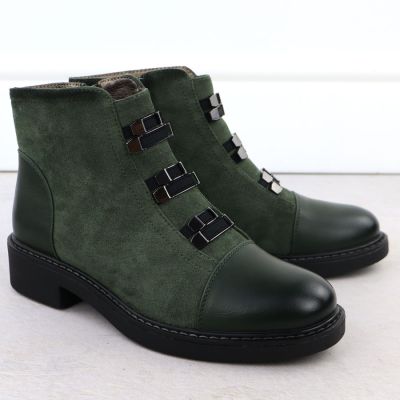 3. Damen-Wildlederimitat-Stiefeletten, gefüttert, grün M.Daszyński SA252-4