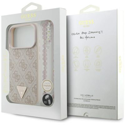 8. Guess 4G Strap Triangle Logo MagSafe Hülle für iPhone 17 Pro - Pink