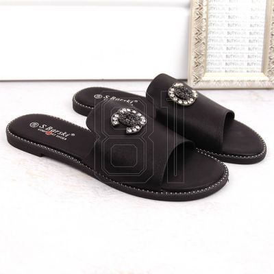 6. Bequeme Hausschuhe mit Zirkonen S.Barski W OLI258A schwarz