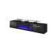 ROVA TV-Schrank mit elektrischem Kamin 190x37x48 schwarz/glänzend schwarz