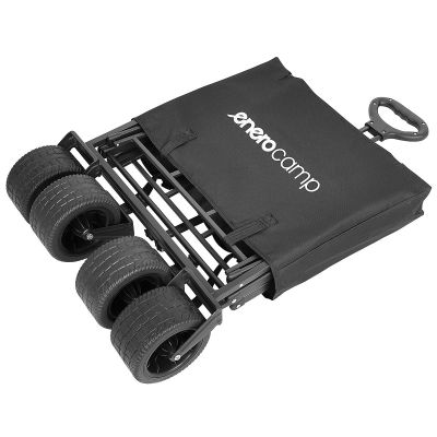 15. Deluxe Faltbarer Reise- und Strandbuggy 90x57x73-96cm mit Griff, Schwarz