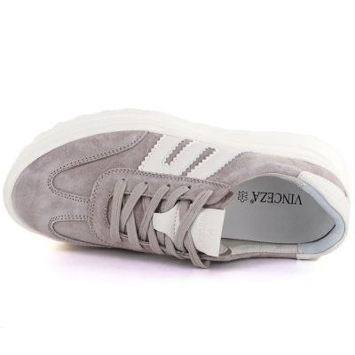 3. Damen-Plateauschuhe aus beigefarbenem Leder, Modell Vinceza 79614