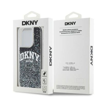 8. DKNY Liquid Glitter Big Logo Hülle für iPhone 14 Pro – Schwarz