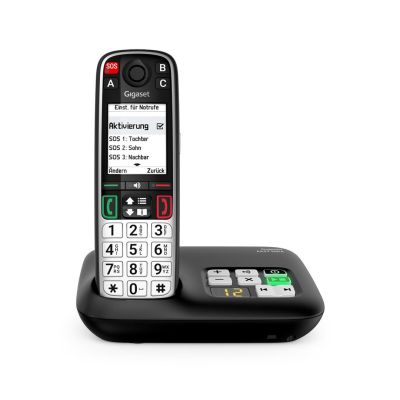 3. Gigaset EASY 500A Analog/DECT-Telefon mit Anrufernamen und -ID, Schwarz/Silber