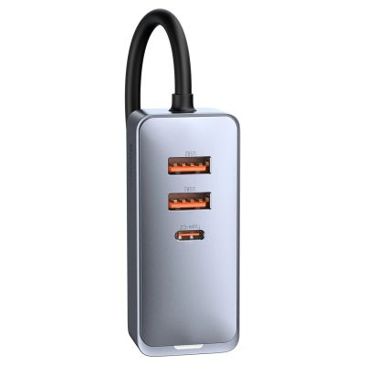 4. Baseus Share Together PPS Mehrfach-Schnelllade-Autoladegerät mit Verlängerungskabel 2U+2C 120W Space Grau