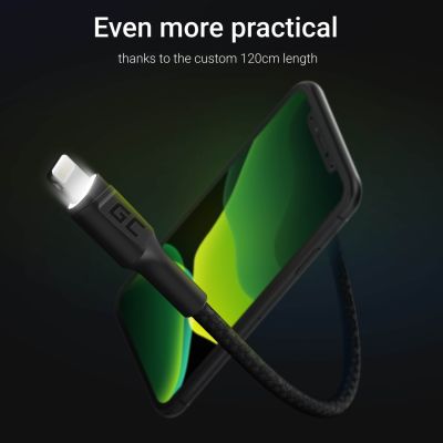 2. GREEN CELL KABGC05 KABEL GREEN CELL GC RAY USB - LIGHTNING 120CM, WEISSE LED, SCHNELLLADUNG