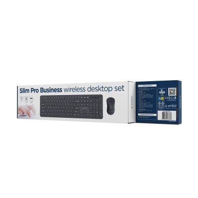 6. GEMBIRD Kabelloses Slim Pro Business-Schreibtisch-Tastatur- und Maus-Set, Schwarz, US-Layout