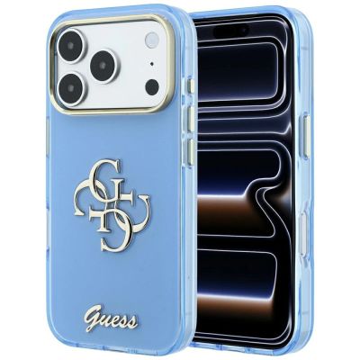 Guess IML 4G Script Metallhülle für iPhone 18 Pro Max / 17 Pro Max – Hellblau
