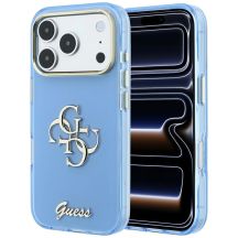 Guess IML 4G Script Metallhülle für iPhone 18 Pro Max / 17 Pro Max – Hellblau