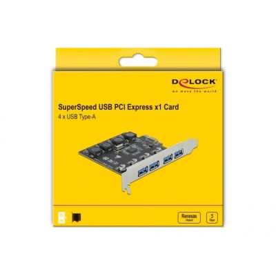 5. DeLOCK PCI Express x1 Karte auf 4 x externe USB Typ-A Buchse SuperSpeed USB (USB 3.2 Gen 1)