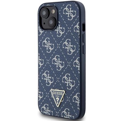 2. Guess 4G Triangle Metal Logo Hülle für iPhone 15 Plus / 14 Plus – Blau