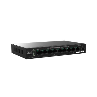 3. Tenda TEG1110PF-8-120W Netzwerkkarte, unmanaged Gigabit Ethernet (10/100/1000) mit PoE-Unterstützung, Schwarz