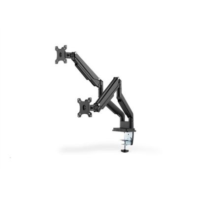 12. Doppelter Schreibtischarm (Klemme) für 2 x LCD-Monitore, max. 32 Zoll, max. 2 x 9 kg, neig- und schwenkbar, schwarz