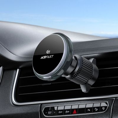 8. Acefast D61 Magnetischer Auto-Lüftungsschlitzhalter mit Qi2 25W kabelloser Ladefunktion – Grau