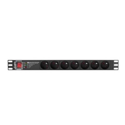4. LANBERG PDU PRO 19" Rack-Stromleiste (1 HE, 16 A, 7 x 230 V PL, 2 m, Schwarz) PDU-PRO-07E-0200-BK