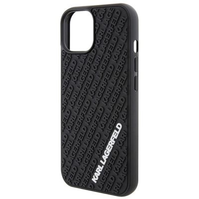 6. Karl Lagerfeld 3D Rubber Multi Logo Hülle für iPhone 15 – Schwarz