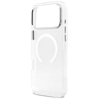 6. Guess Metal Outline MagSafe Hülle für iPhone 17 Pro Max - Silber