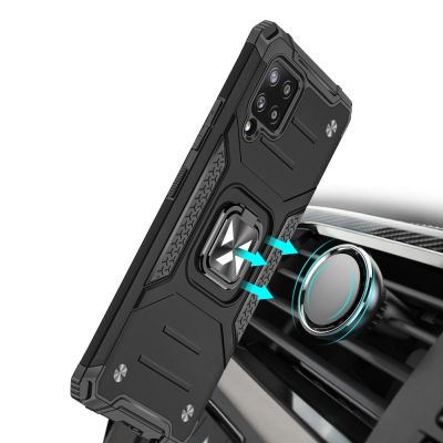 6. Wozinsky Ring Armor robuste Hybrid-Hülle + Magnethalterung für Samsung Galaxy A42 5G rot