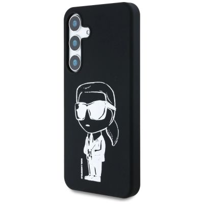 2. Karl Lagerfeld Silikon Graffiti Ikonik gedrucktes Logo MagSafe Samsung Galaxy S25 Hülle schwarz