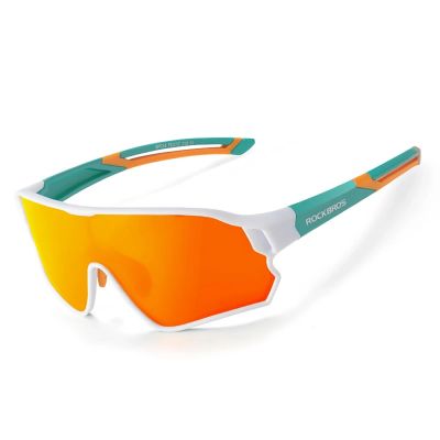 Rockbros 14110009003 polarisierte Fahrradbrille für Kinder von 8-14 Jahren - grün und weiß
