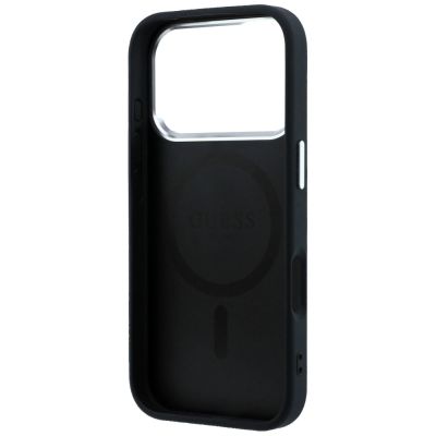 7. Guess MagSafe-Hülle mit genarbtem Dreieckslogo für iPhone 17 Pro / 18 Pro – Schwarz